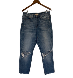 Madewell High-Rise Slim Boyjean Distressed Blue Jeans Medium Wash Denim Size 29